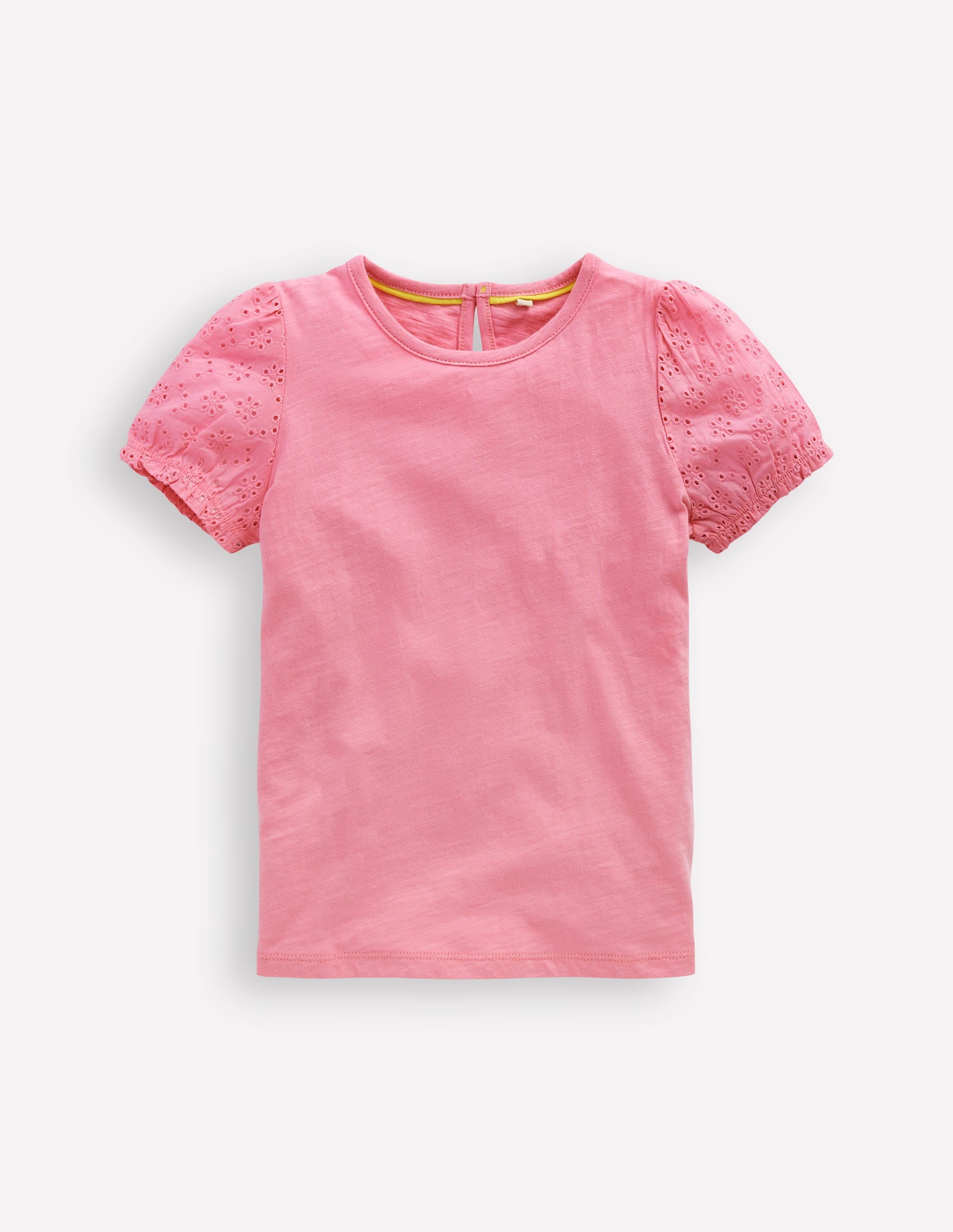 Broderie Mix Tee-Bubblegum Pink - Image 1
