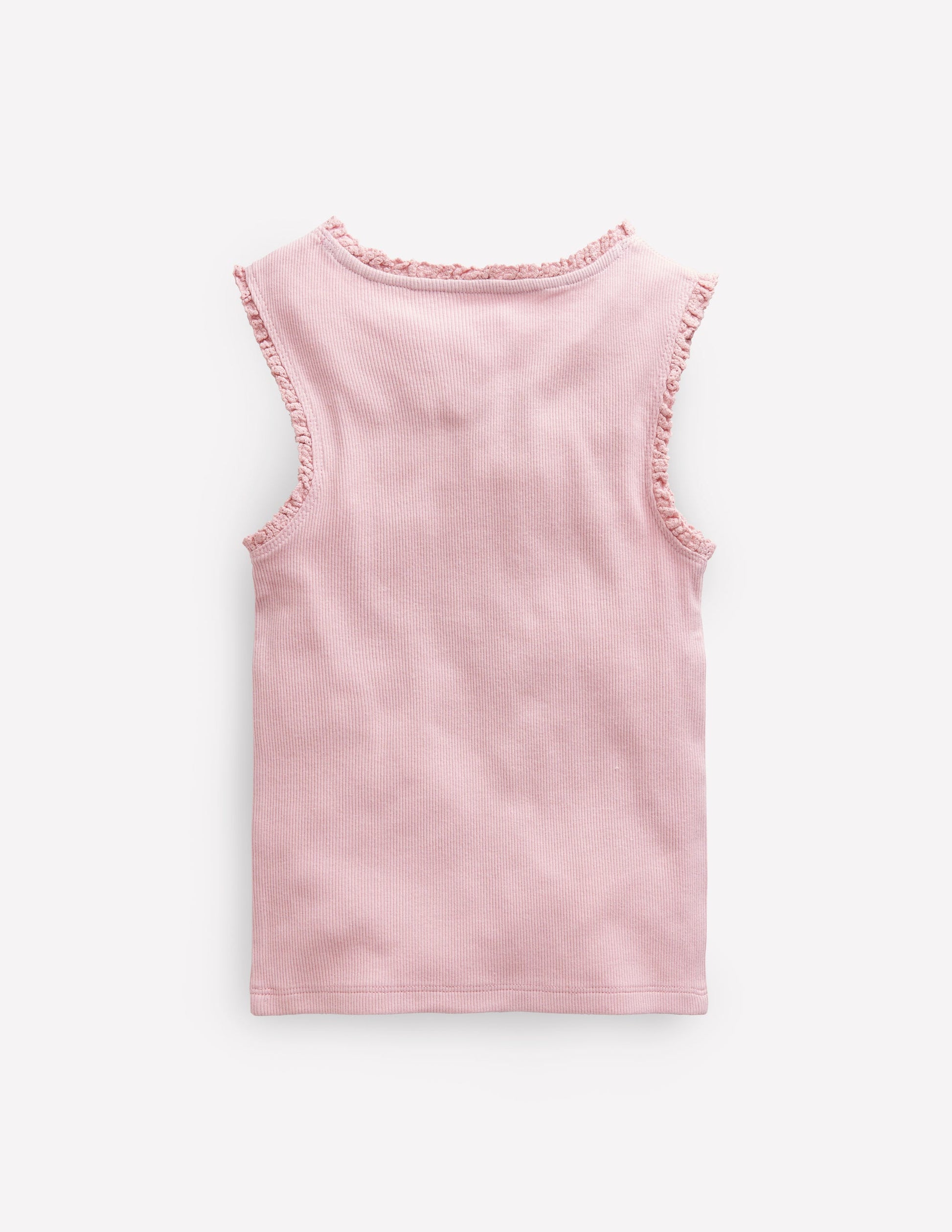 Ribbed Lace Trim Vest-French Pink-2