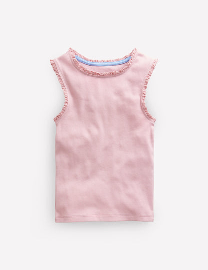 Ribbed Lace Trim Vest-French Pink-1