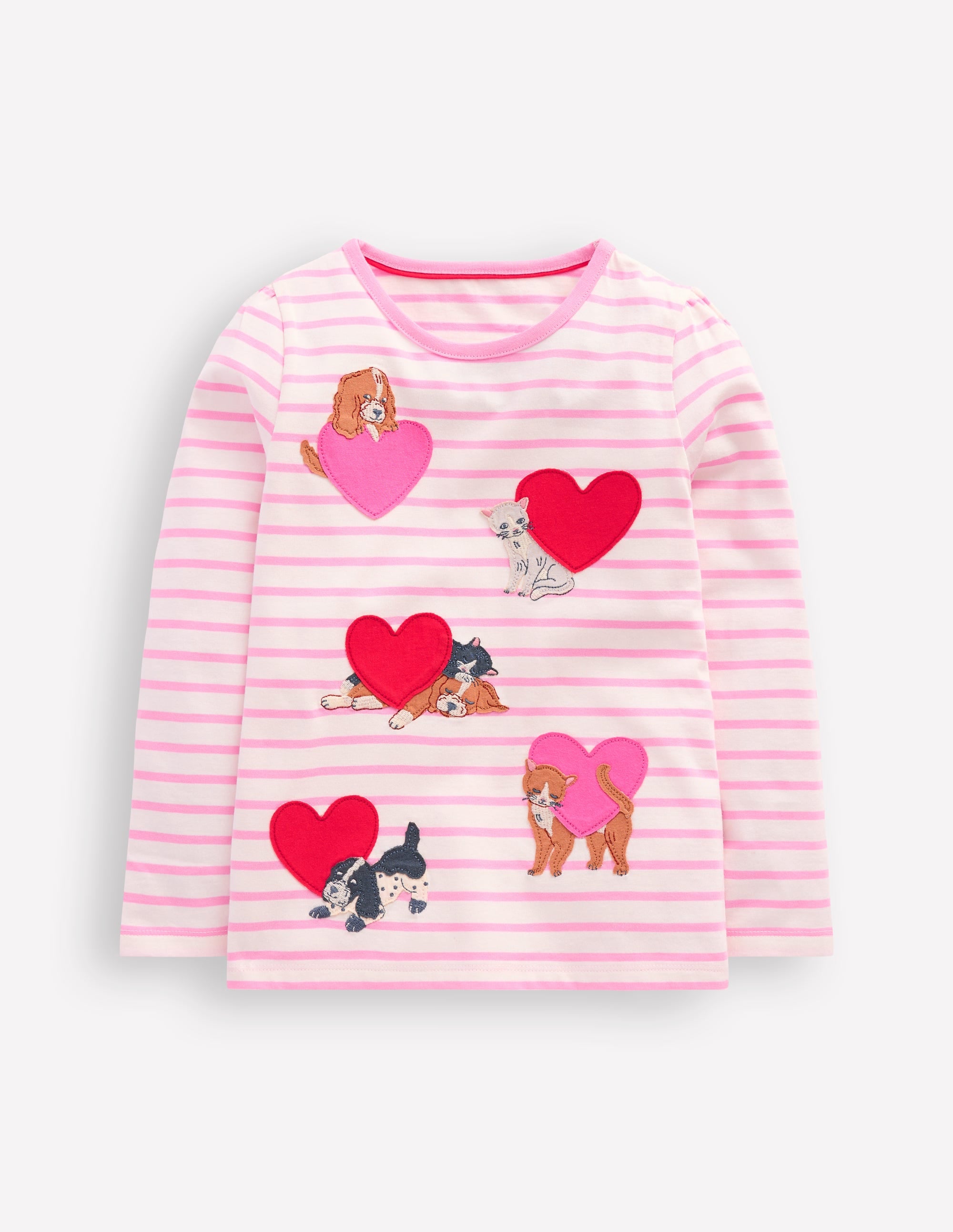 Puff Sleeve Applique T-Shirt-Bubblegum Pink/ Ivory Pets - Image 1