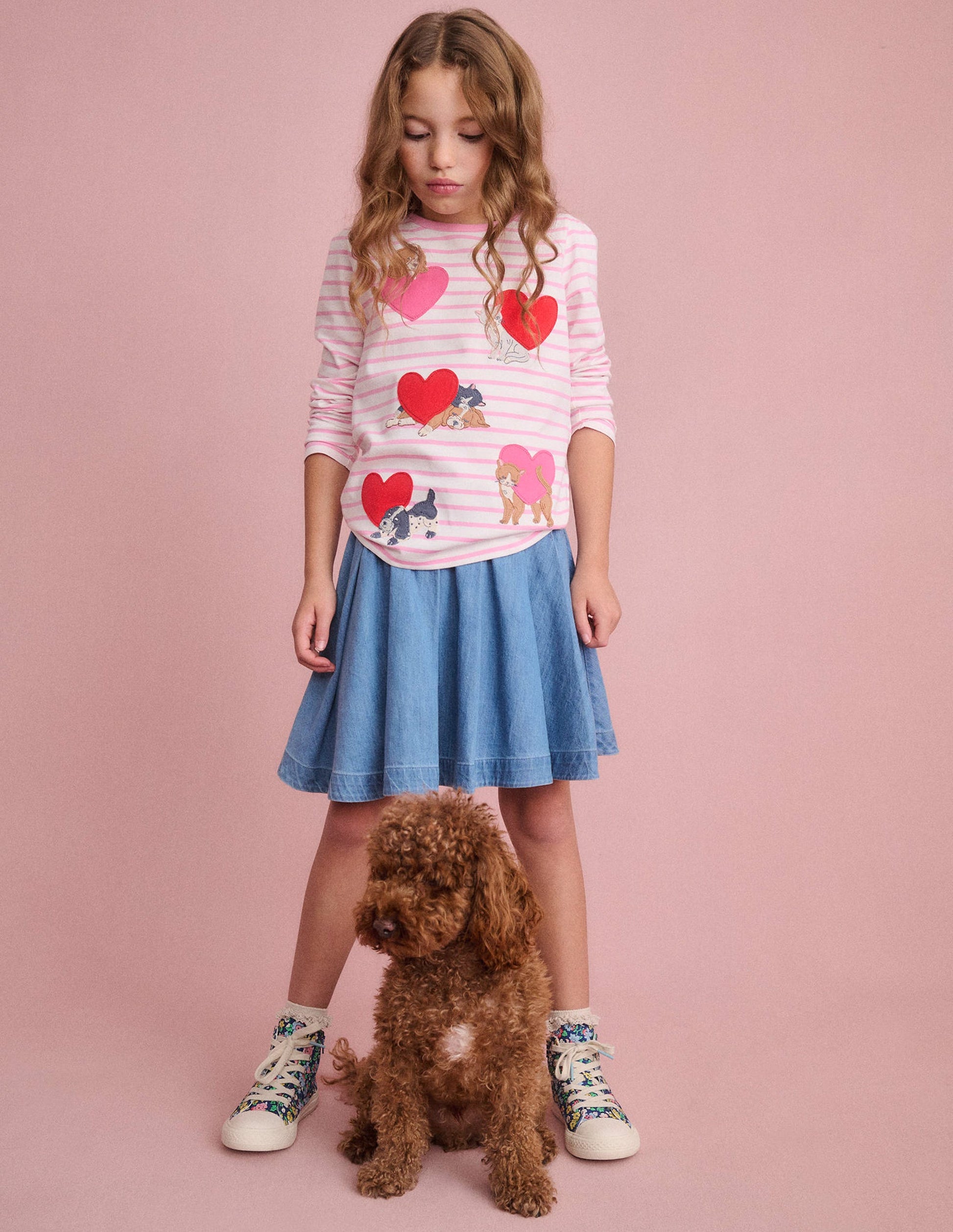 Puff Sleeve Applique T-Shirt-Bubblegum Pink/ Ivory Pets-4