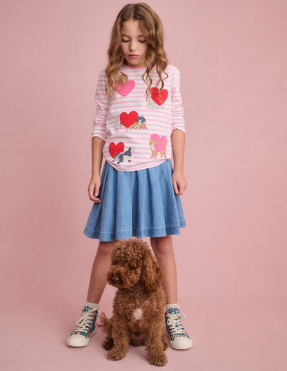 Puff Sleeve Applique T-Shirt-Bubblegum Pink/ Ivory Pets-4