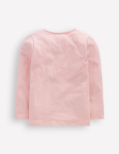 Puff Sleeve Applique T-Shirt-Chalk Pink Guinea Pig-2