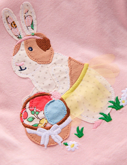 Puff Sleeve Applique T-Shirt-Chalk Pink Guinea Pig-3