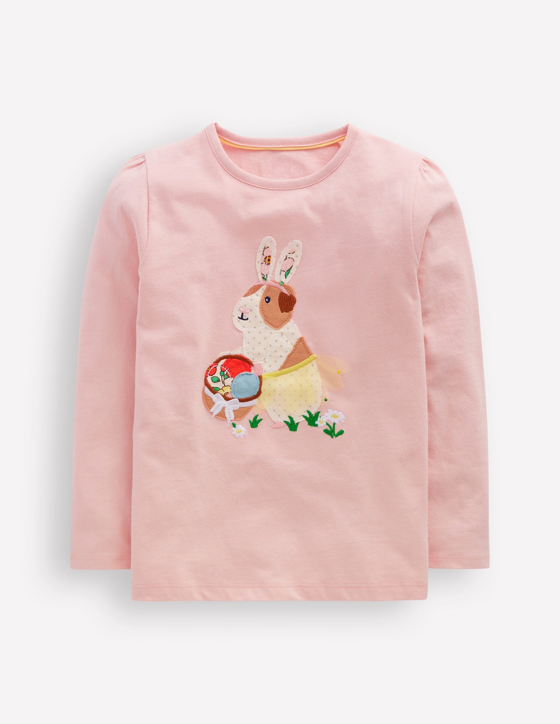 Puff Sleeve Applique T-Shirt-Chalk Pink Guinea Pig-1
