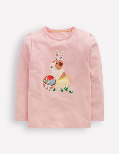 Puff Sleeve Applique T-Shirt-Chalk Pink Guinea Pig-1