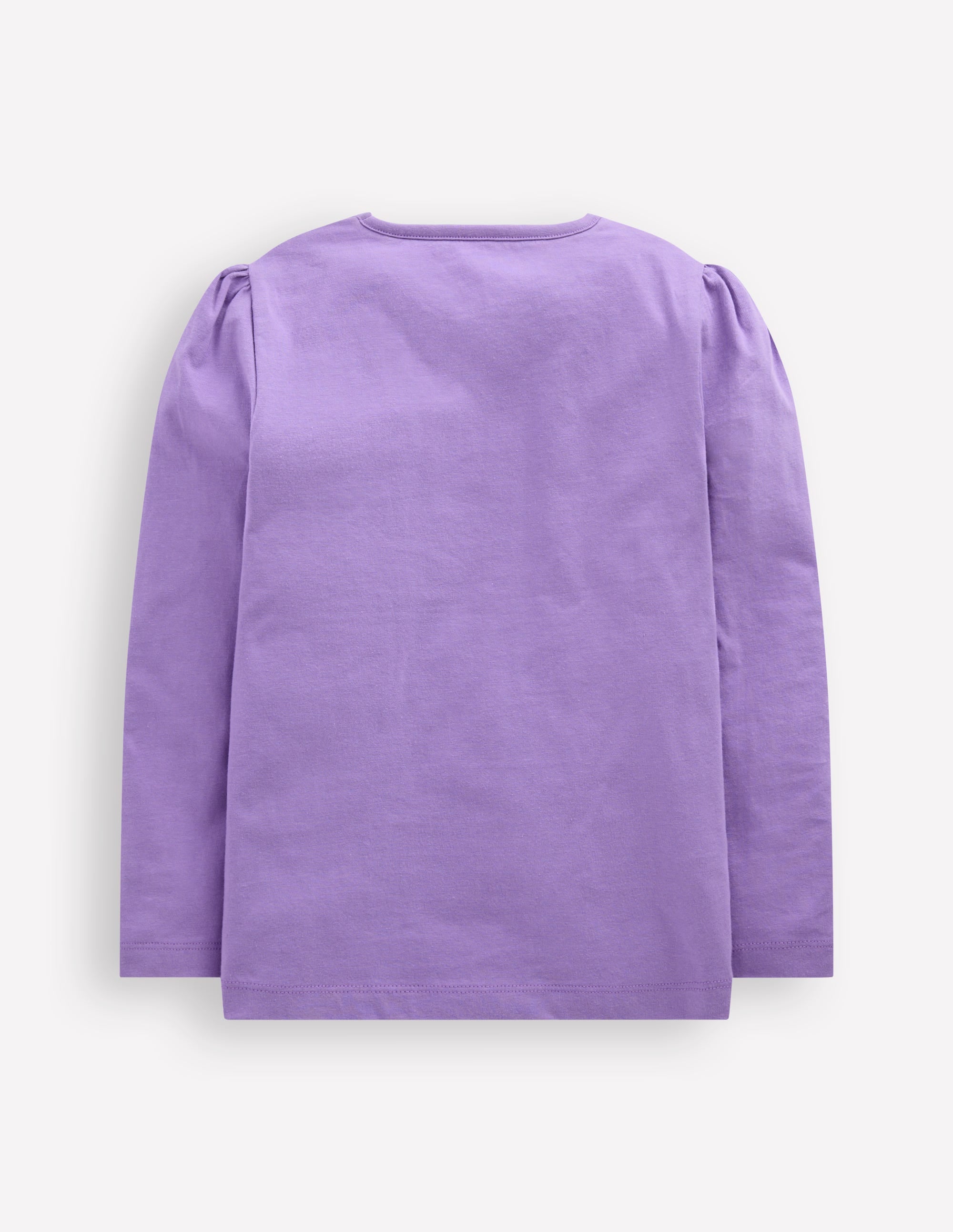 Puff Sleeve Applique T-Shirt-Aster Purple Flower Cats - Image 2
