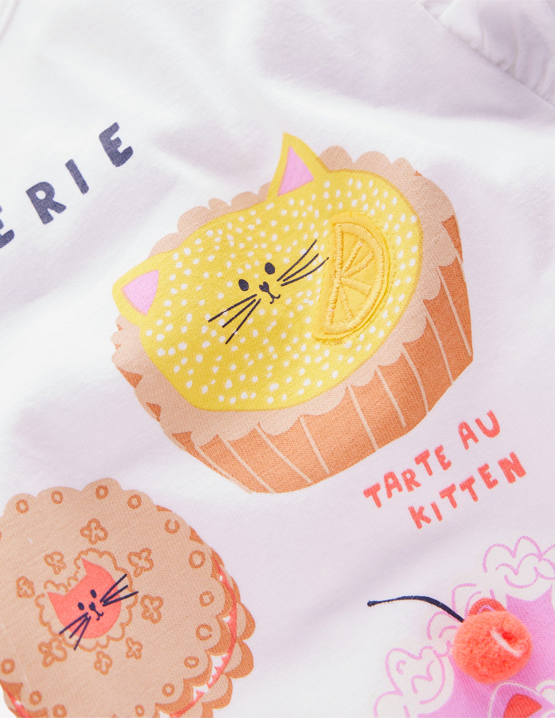 Long Sleeve Frill Logo Top-Ivory Catisserie-3