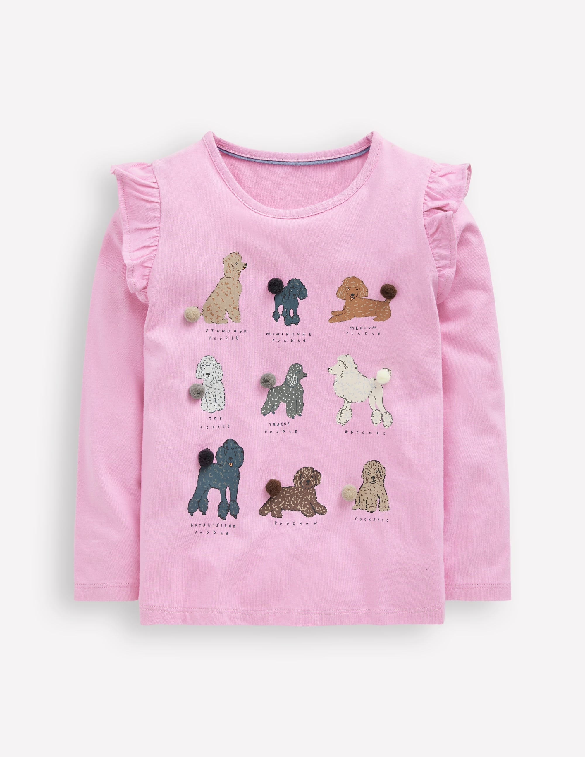 Long Sleeve Frill Logo Top-Bubblegum Pink Dogs - Image 1