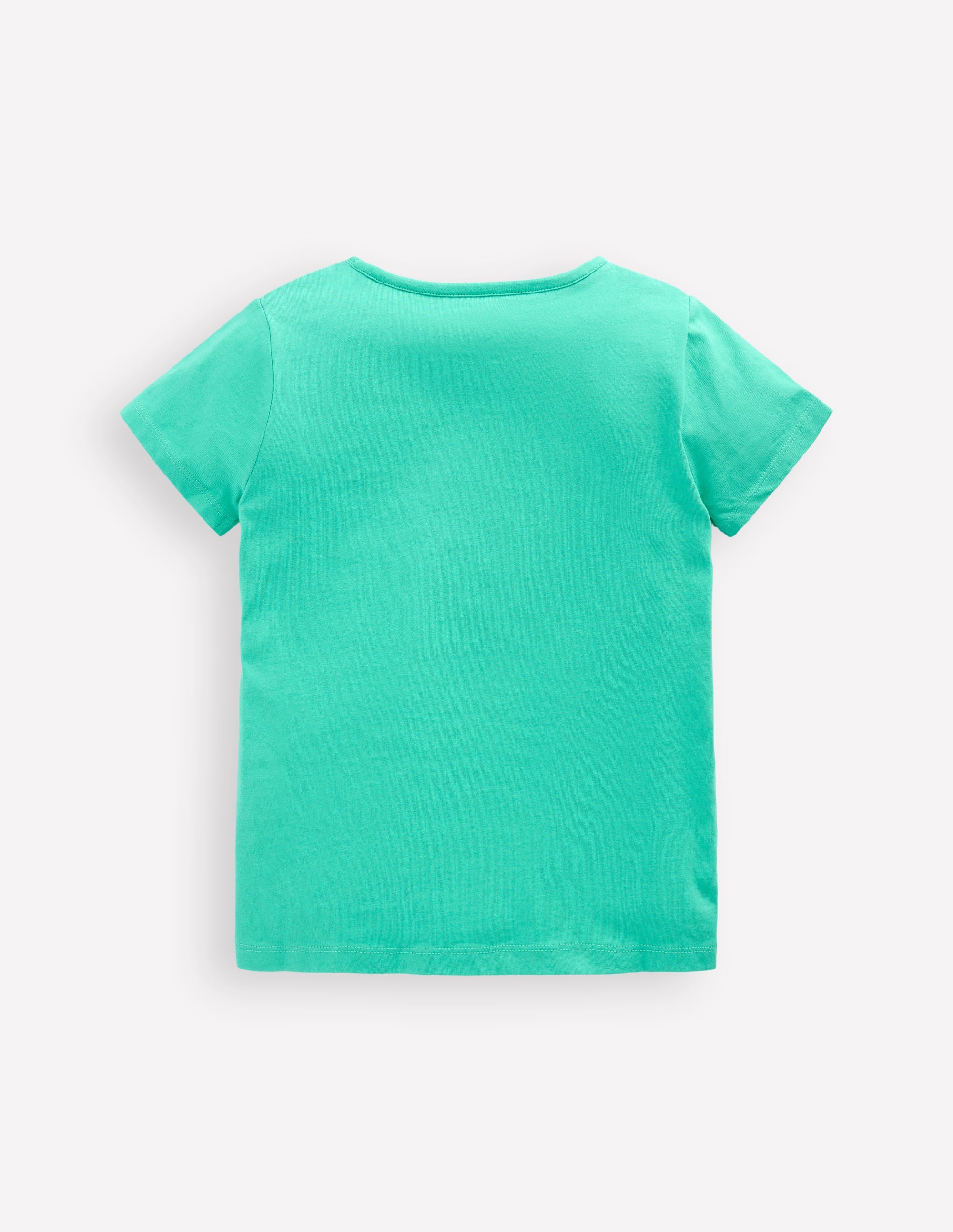 Short Sleeve Appliqué T-shirt-Turquoise Blue Bunny - Image 2