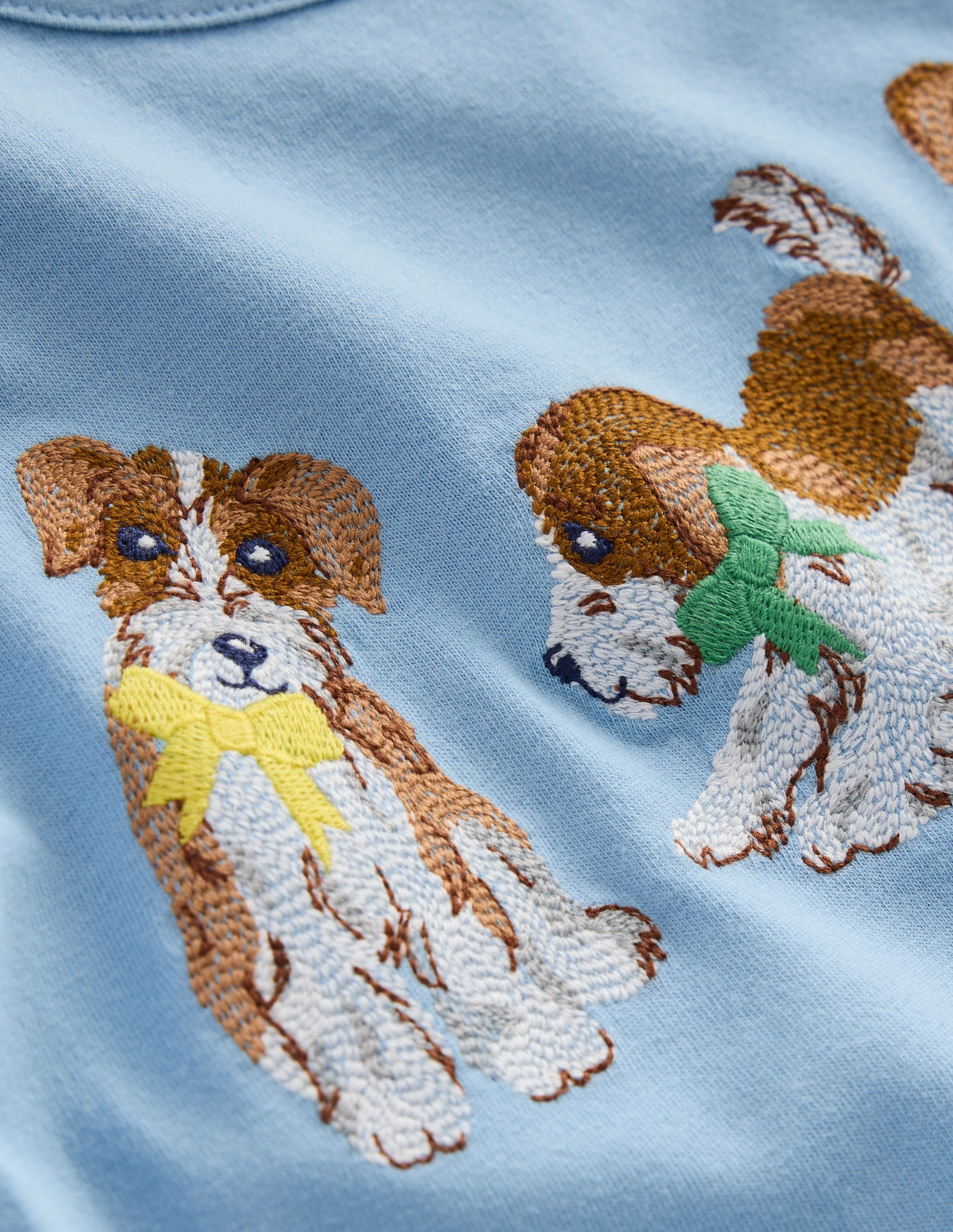 Puff Sleeve Superstitch Top-Glacier Blue Dogs - Image 3