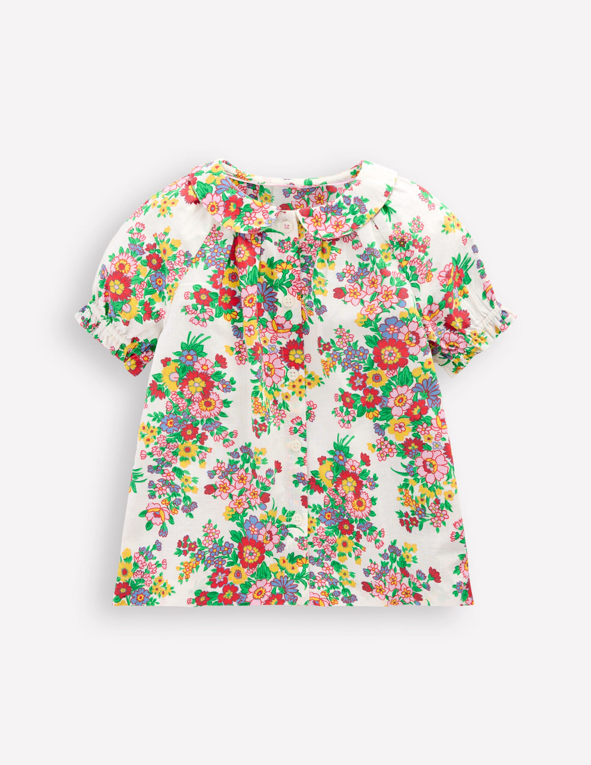 Woven Collared Top-Multi Flower Bunch - Image 1