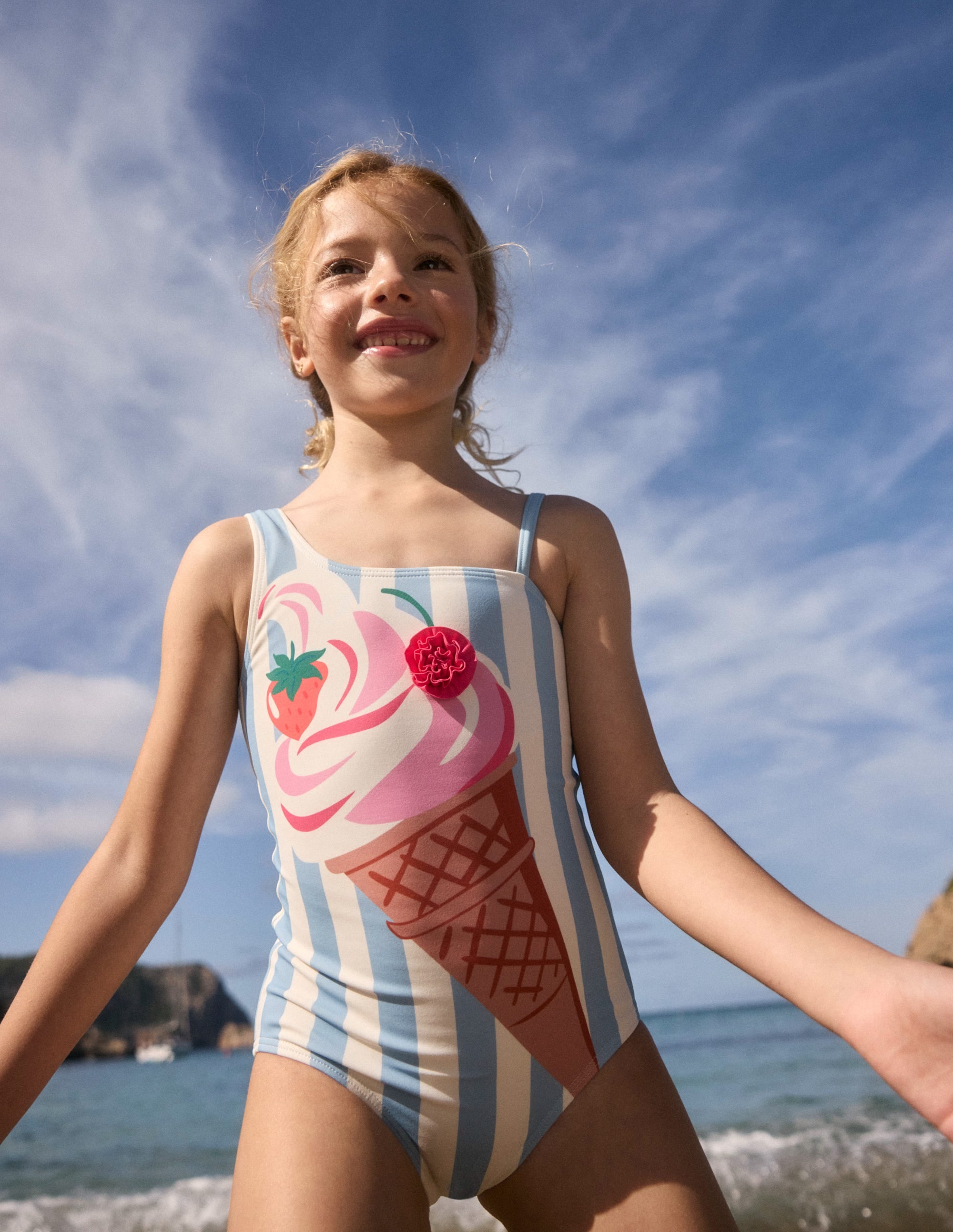 Sunday Appliqué Swimsuit-Vintage Blue Ice Cream Stripe - Image 4