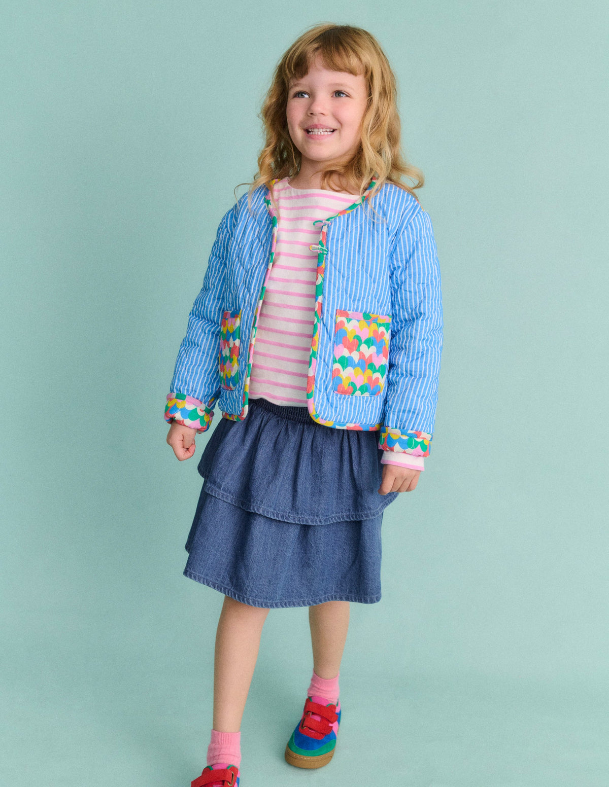 Tiered Woven Skirt-Chambray - Image 5