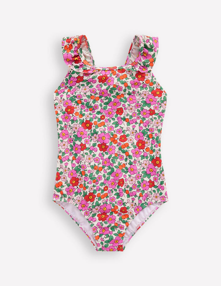 Hallie Frill Strap Swimsuit-Bubblegum Pink Heart Stamp