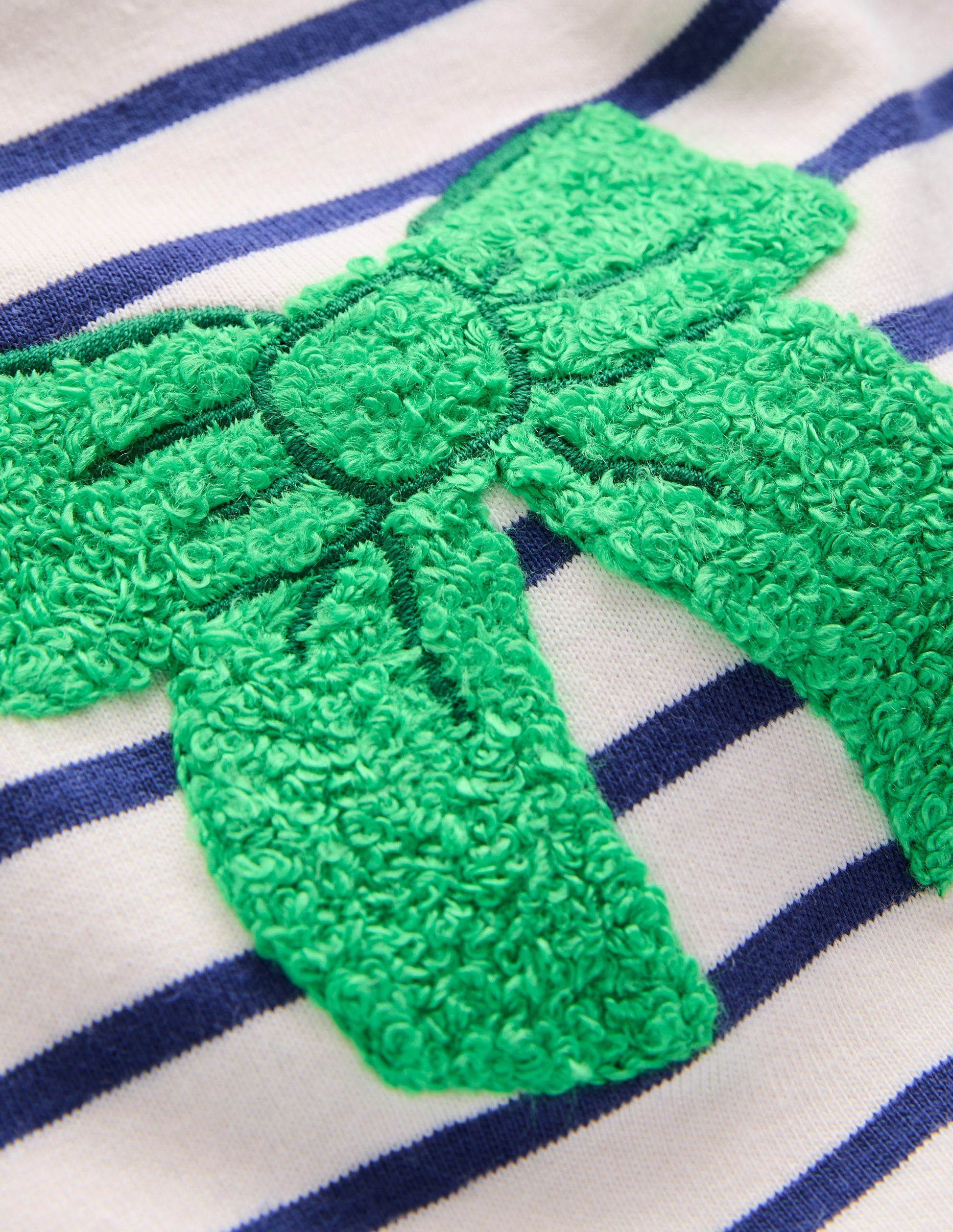 Long Sleeve Boucle T-shirt-Starboard Blue / Ivory Bows-3