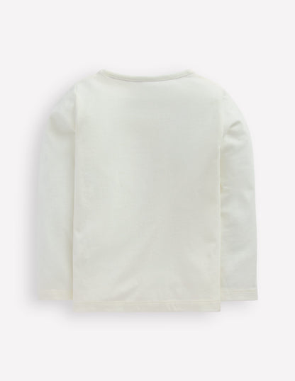 Long Sleeve Boucle T-shirt-Ivory Strawberries-2