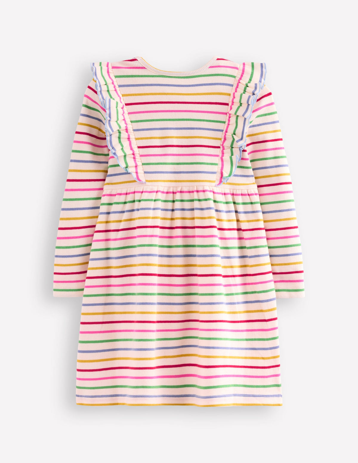 Ruffle Rib Jersey Dress-Multi Rainbow Stripe - Image 2