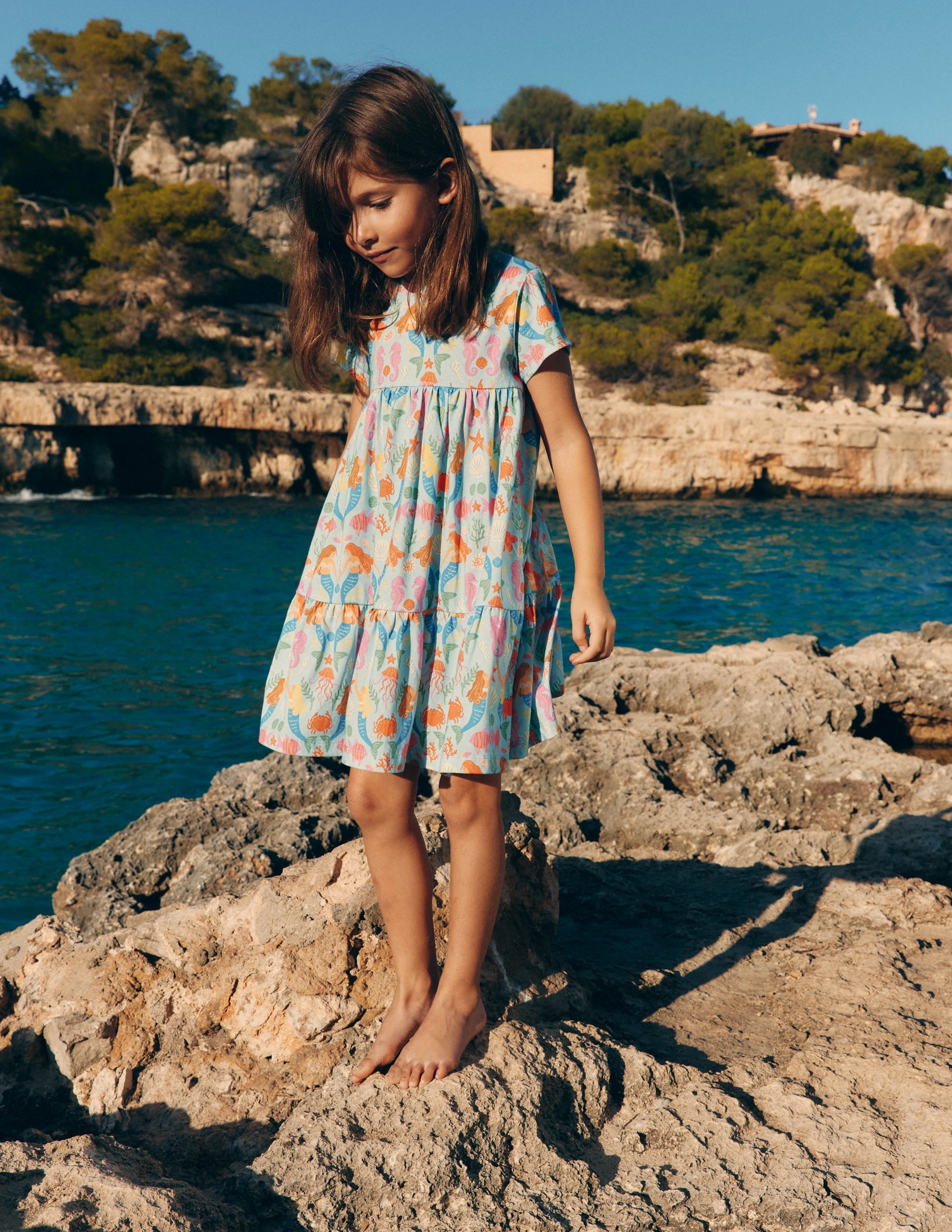 Ariel Twirly Jersey Dress-Pale Blue Mermaids - Image 4