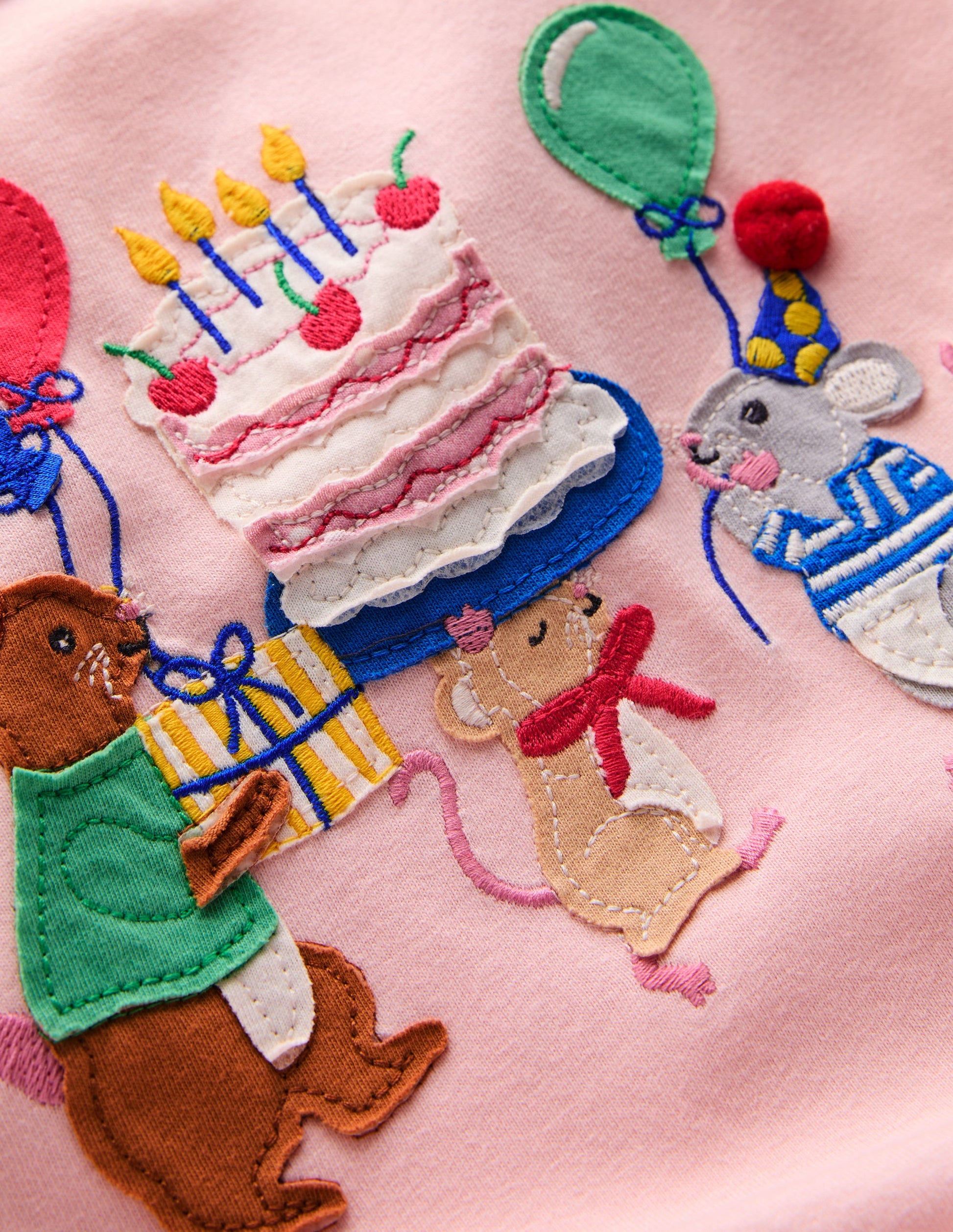 Puff Sleeve Applique Top-Chalk Pink Birthday Friends-3