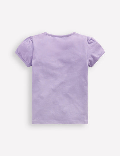 Puff Sleeve Applique Top-Misty Lavender Cat-2