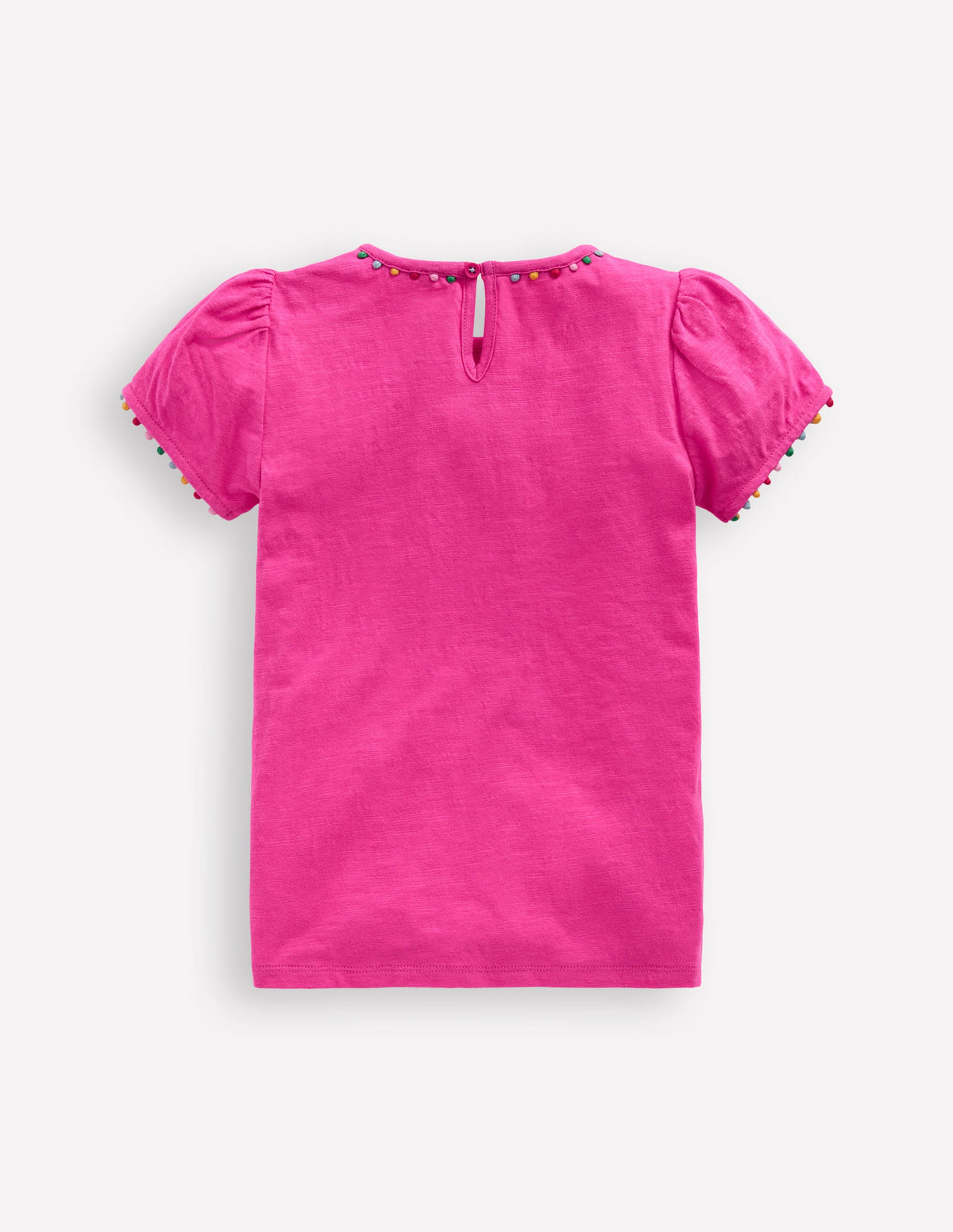 Ali Puff Sleeve Pom T-Shirt-Flamingo Pink - Image 2