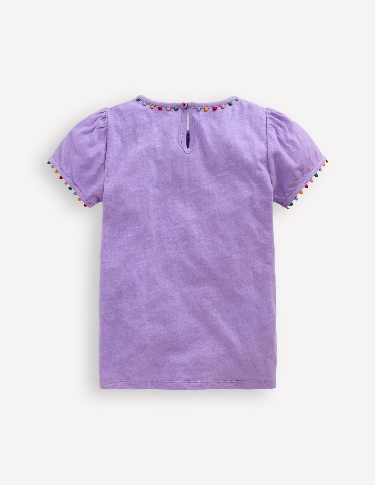 Ali Puff Sleeve Pom T-Shirt-Lavender Purple - Image 2