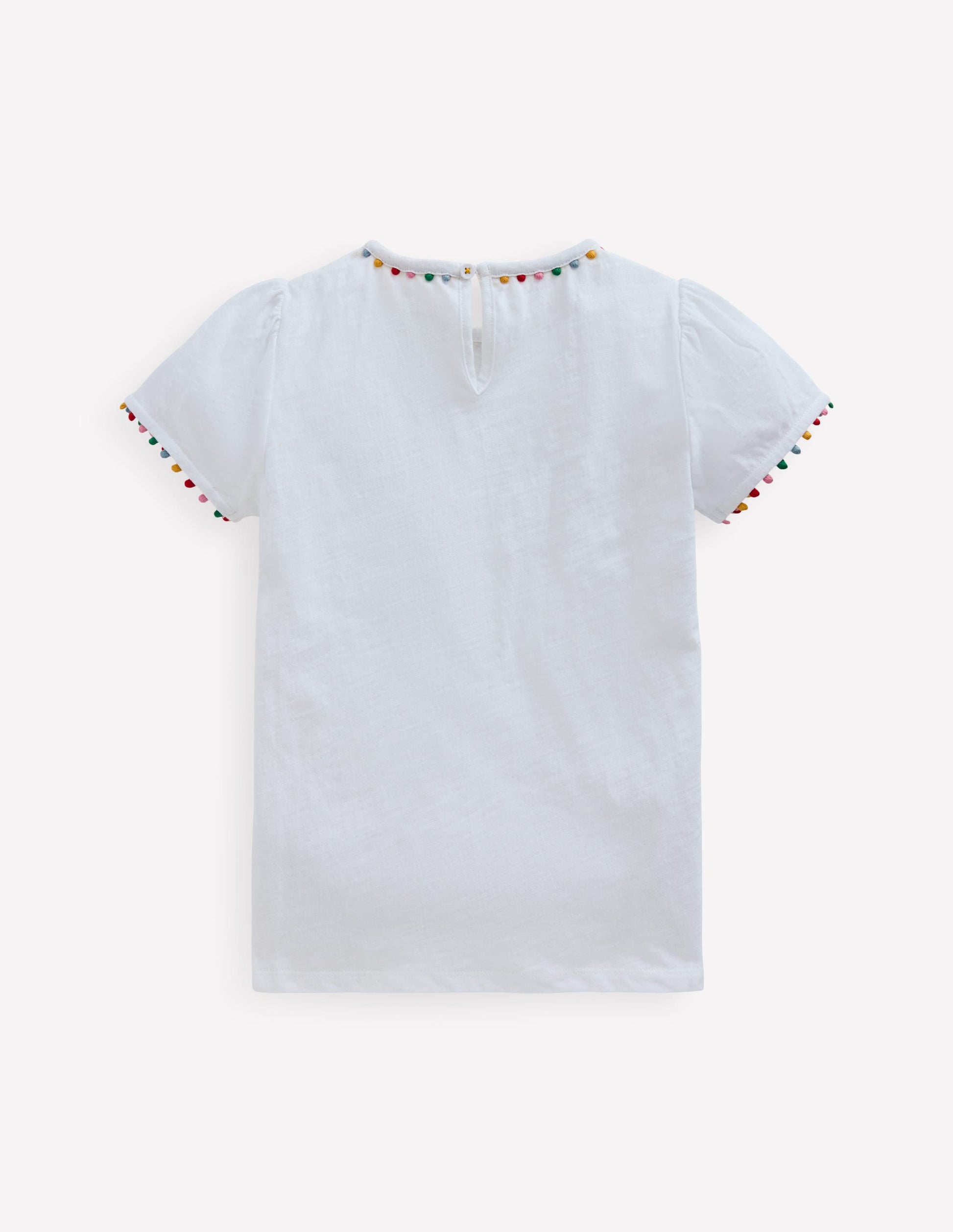 Ali Puff Sleeve Pom T-Shirt-White-2