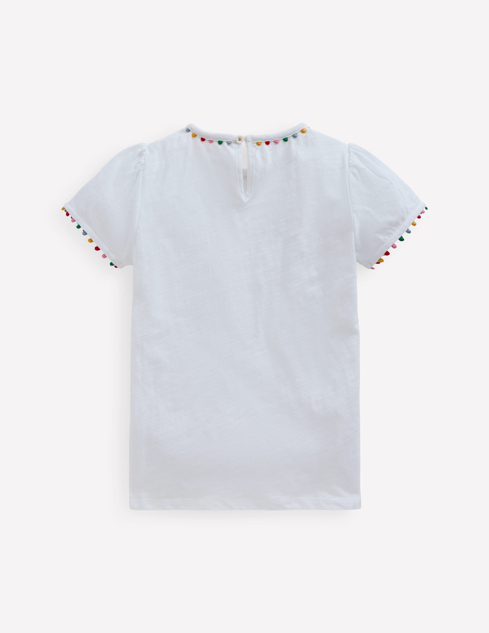 Ali Puff Sleeve Pom T-Shirt-White - Image 2