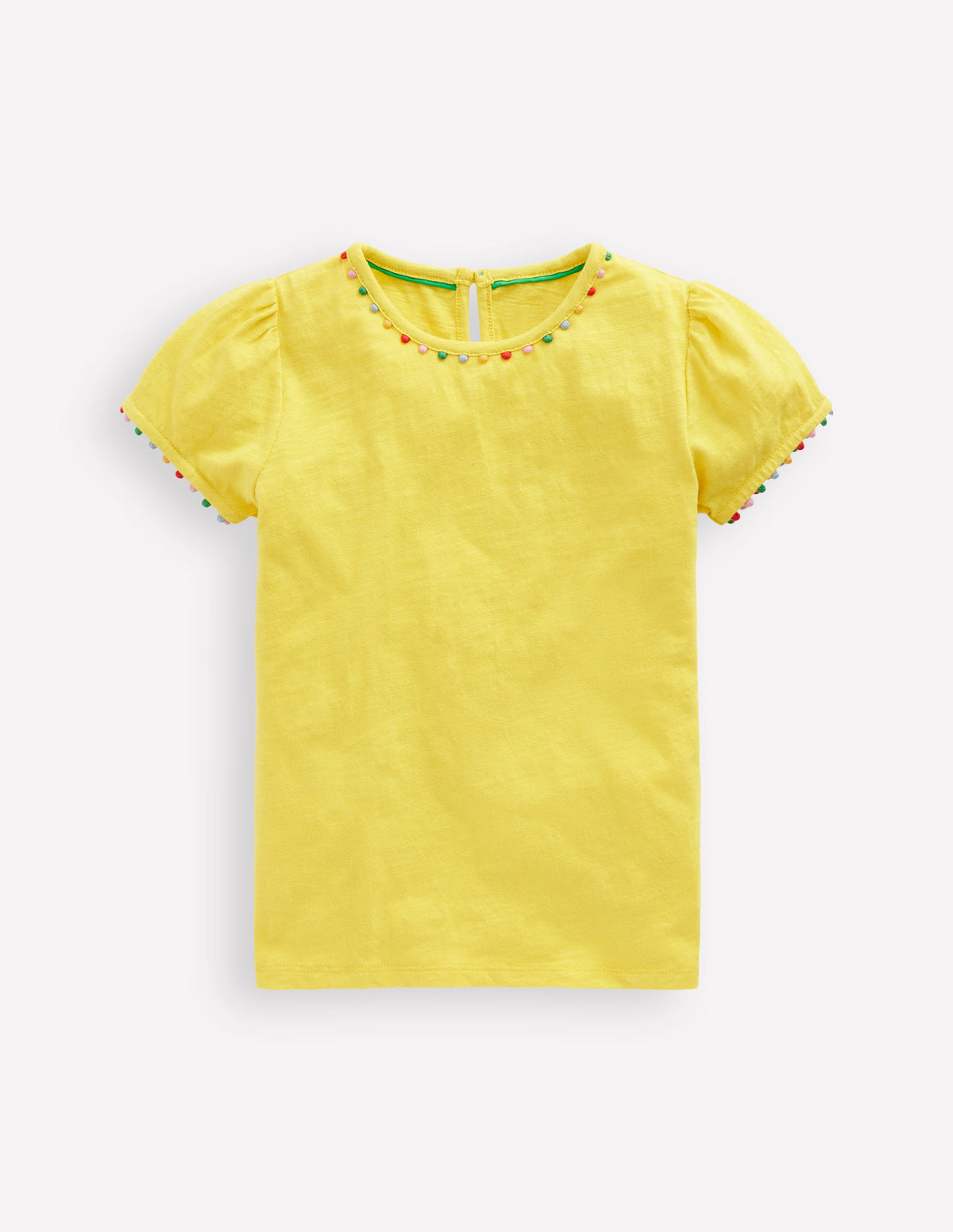 Ali Puff Sleeve Pom T-Shirt-Pineapple Yellow - Image 1