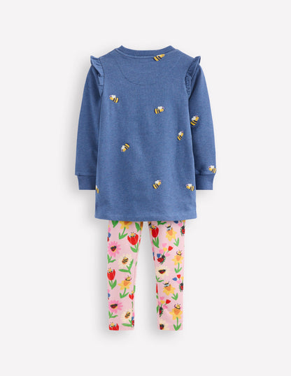 Sweat Tunic and Legging set-Blue Marl Bees-2