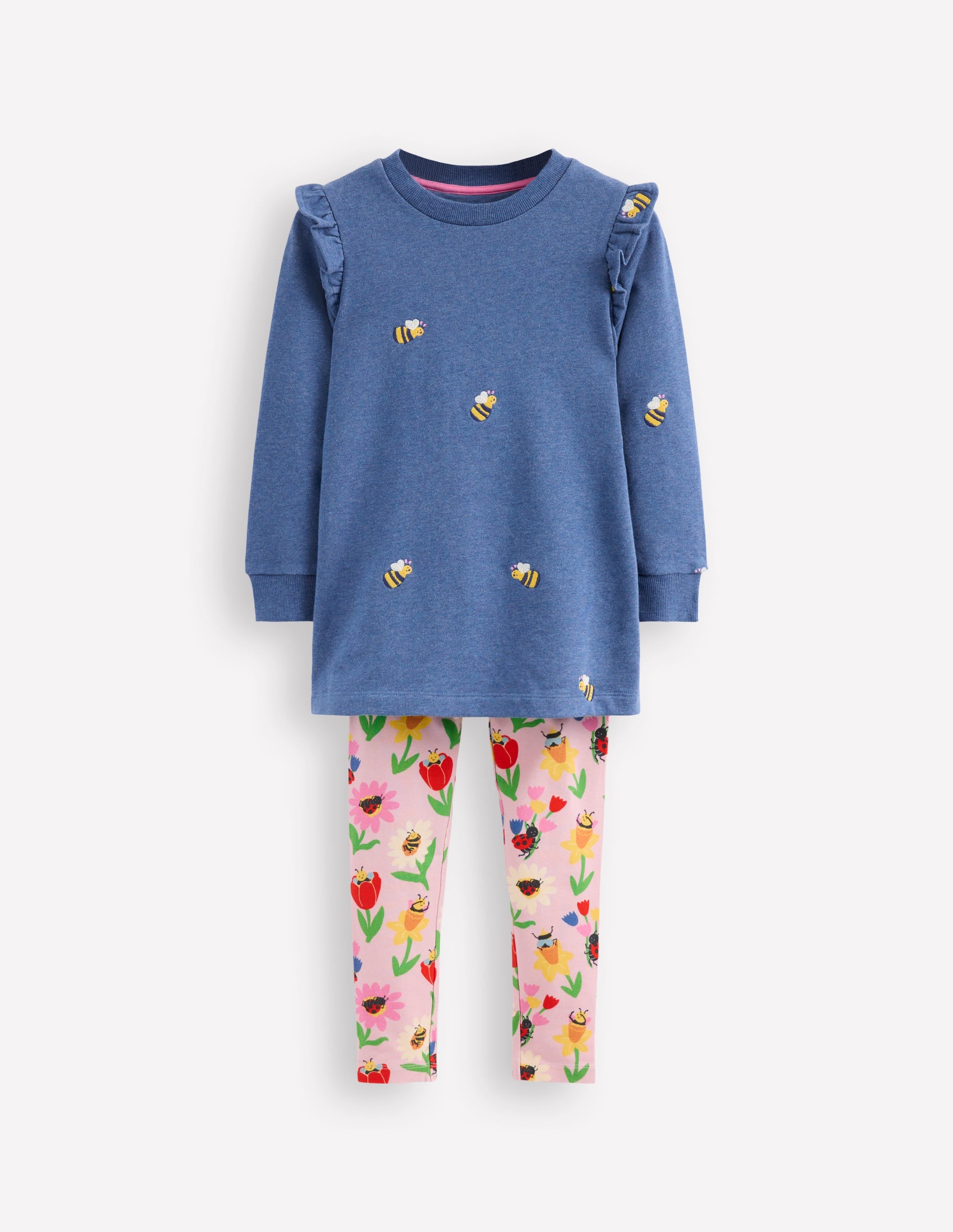 Sweat Tunic and Legging set-Blue Marl Bees - Image 1