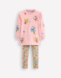 Heart Pocket Tunic Set-Chalk Pink Marl Flowers
