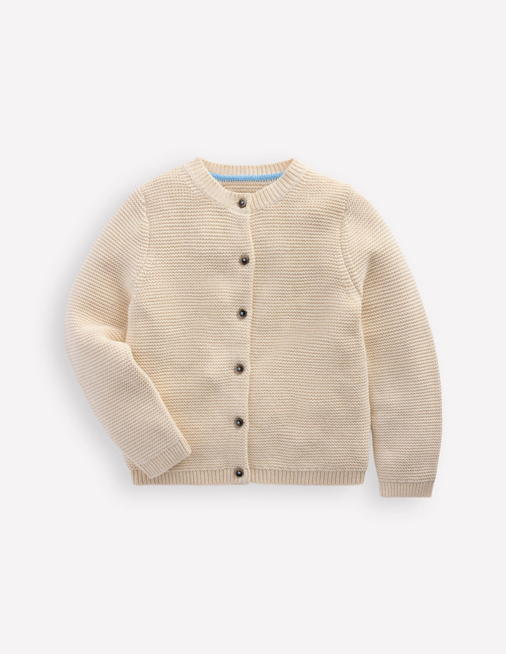 Essential Crew Neck Cardigan-Ecru