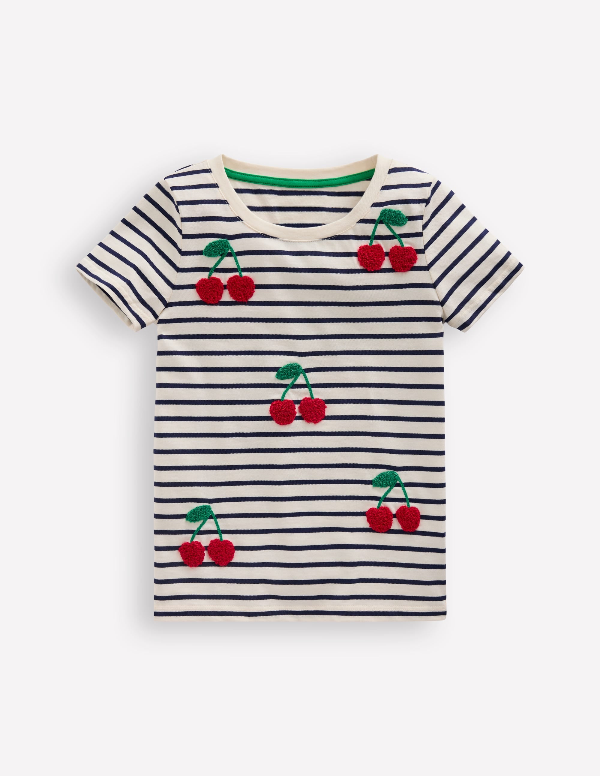 Bay Boucle T-Shirt-French Navy/ Ivory Cherries - Image 1