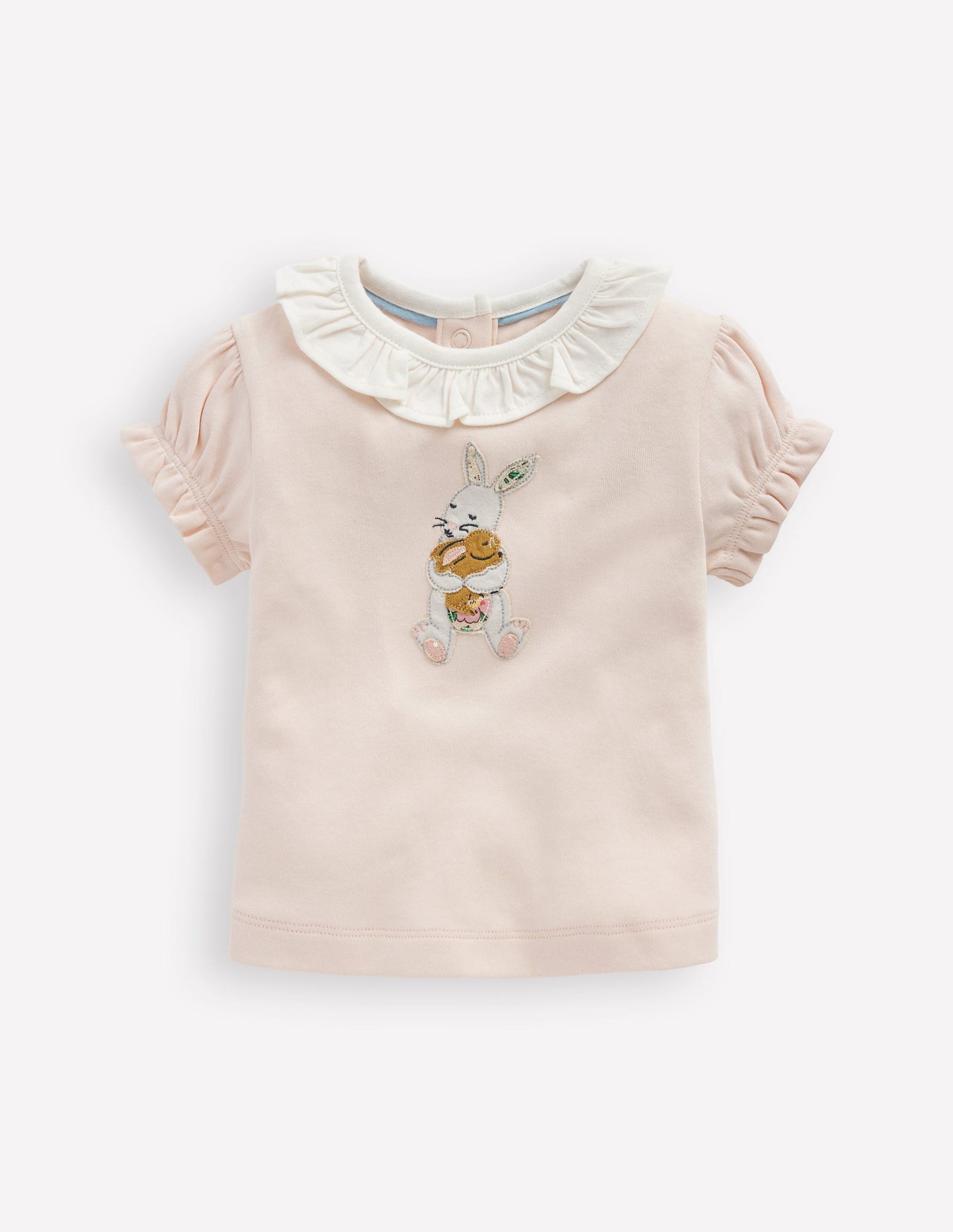 Ruffle Neck T-Shirt-Chalk Pink
