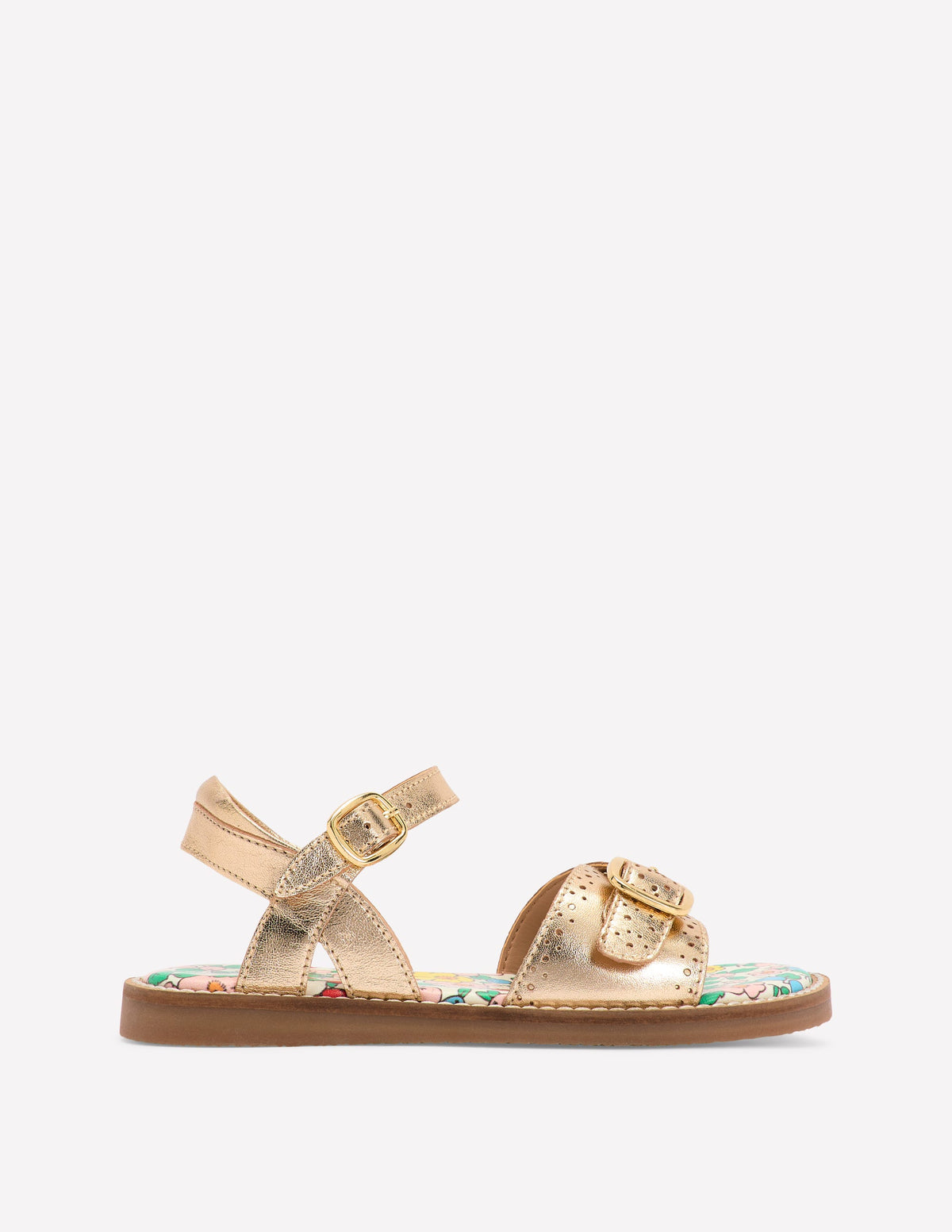 Leather Buckle Sandals-Gold - Image 1