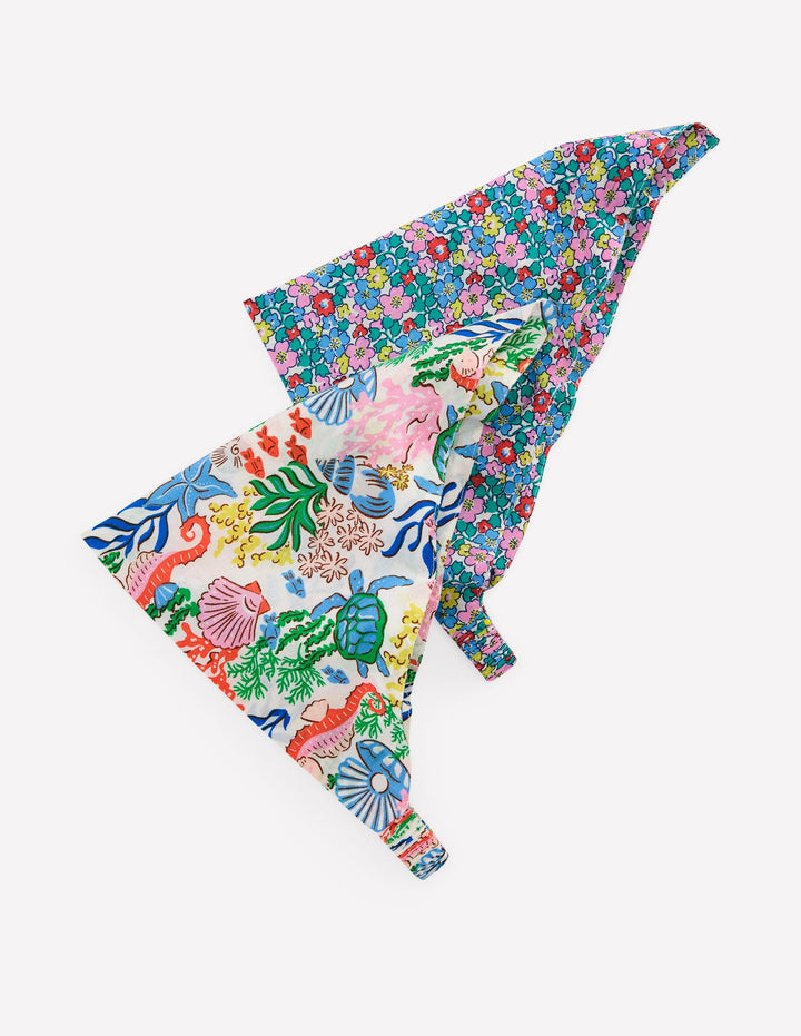 2-Pack Headscarves-Multi Flowerbed/Coral Cove