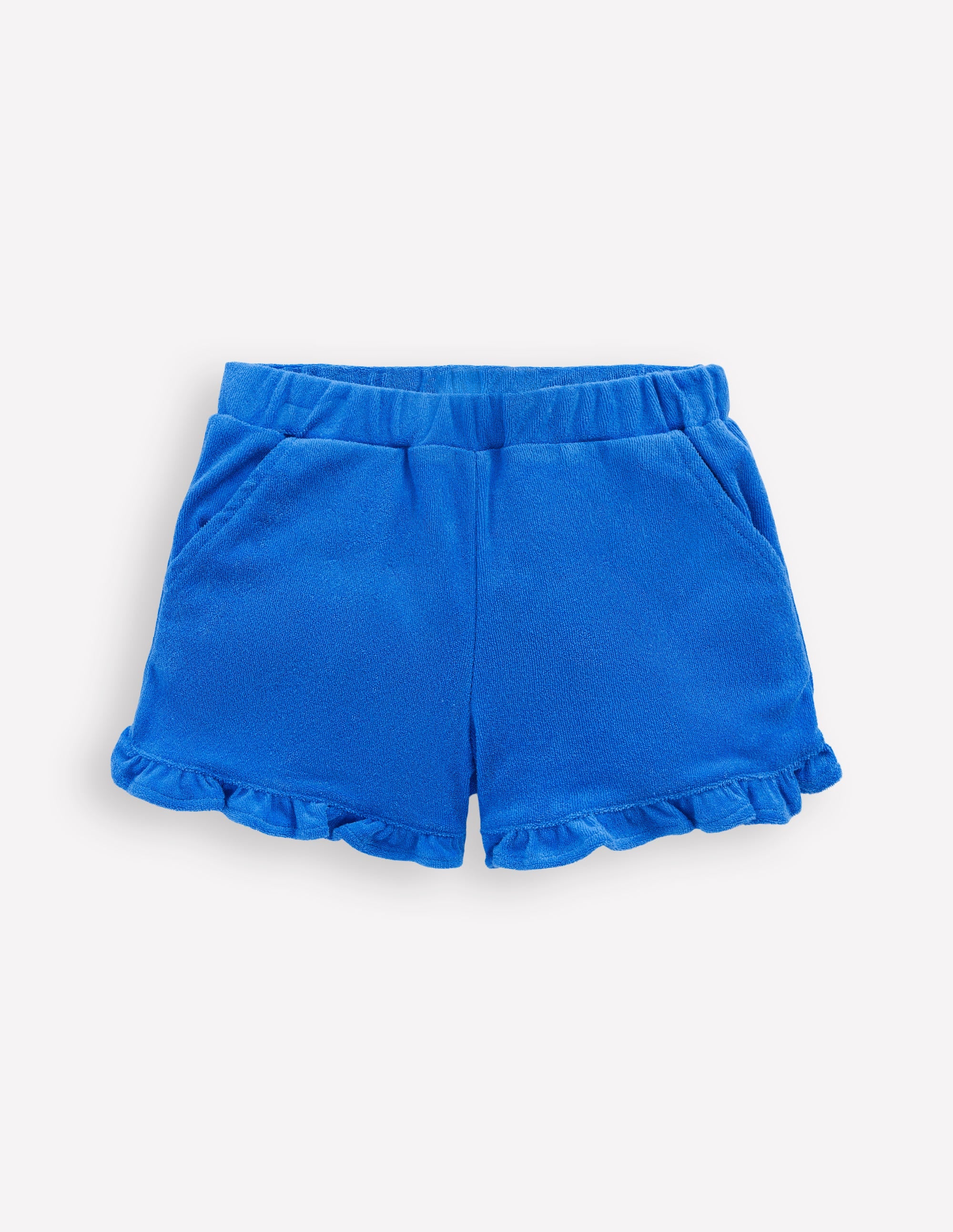 Frill Hem Towelling Shorts-Kingfisher Blue - Image 1