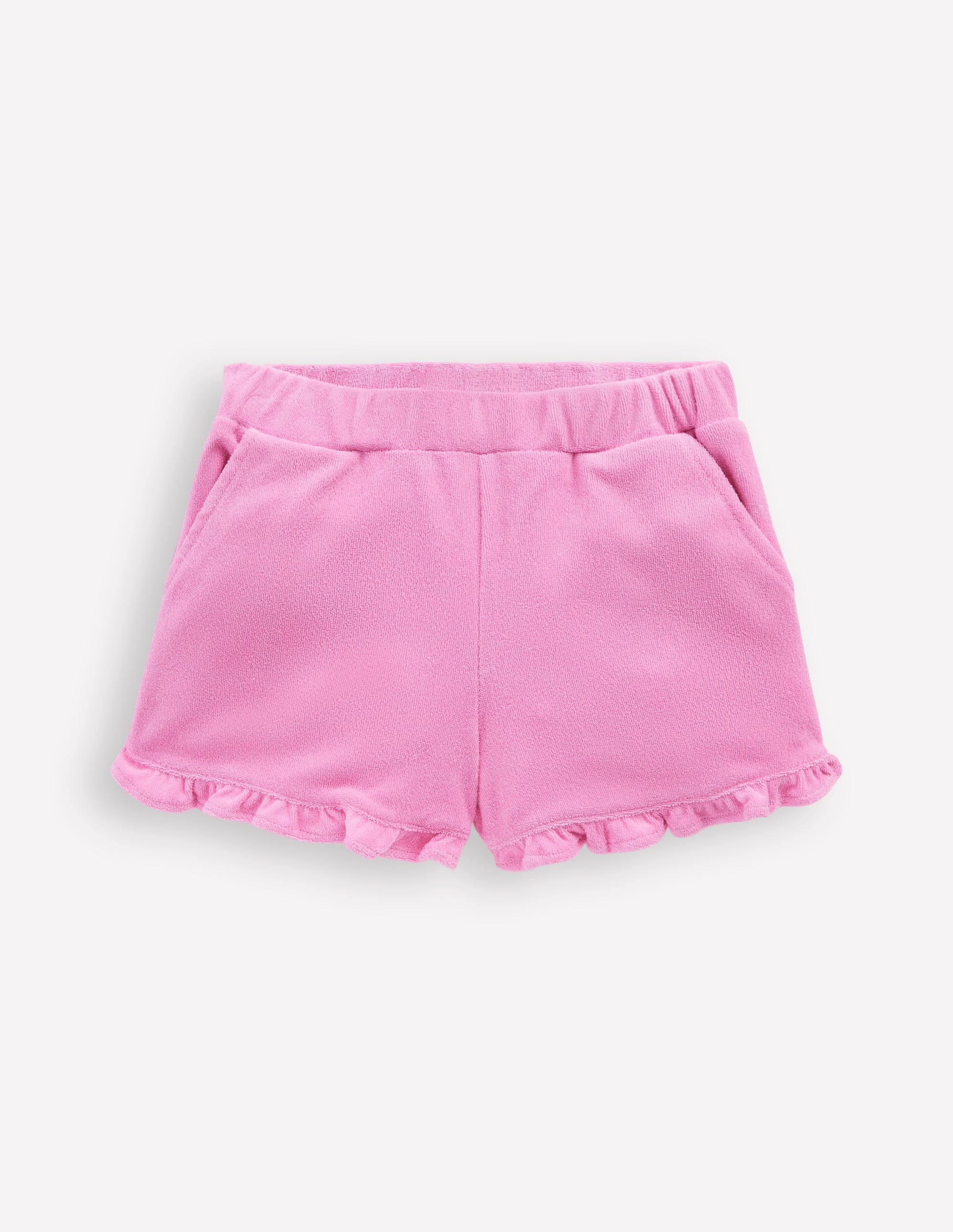 Frill Hem Towelling Shorts-Vintage Mauve - Image 1