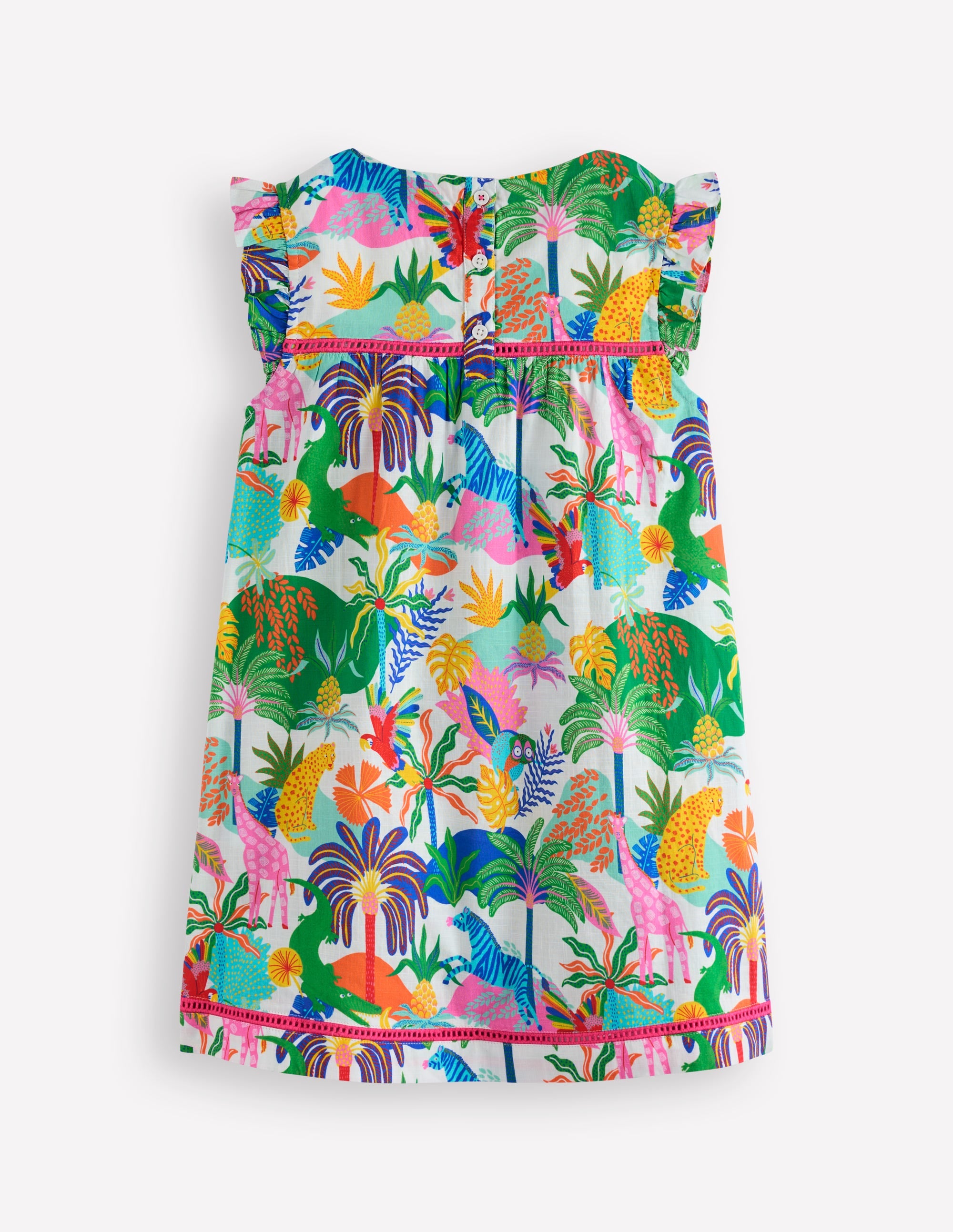 Celia Woven Holiday Dress-Soft Ivory Multi Jungle - Image 2