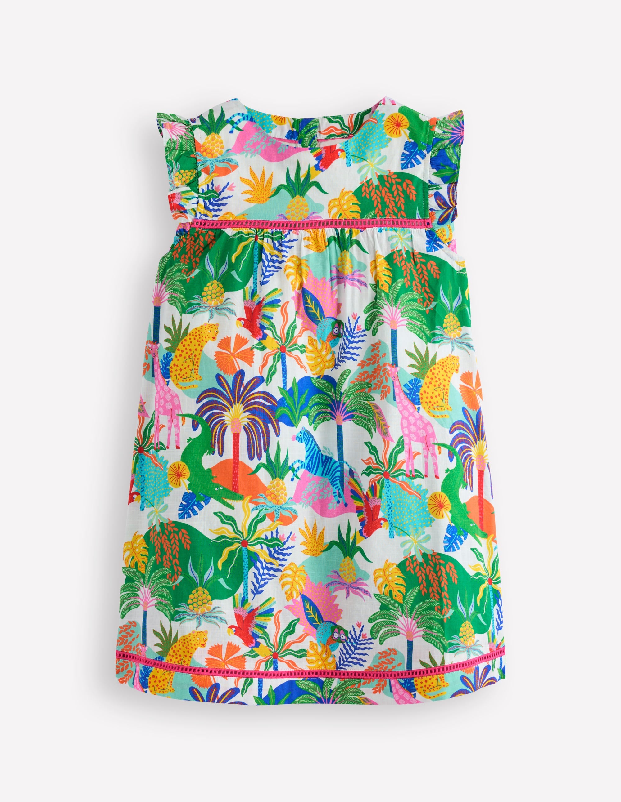 Celia Woven Holiday Dress-Soft Ivory Multi Jungle - Image 1