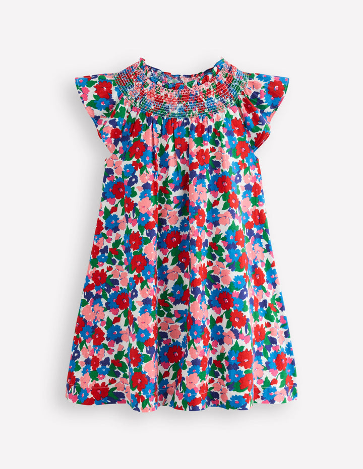 Holiday Smocked Dress-Multi Floral