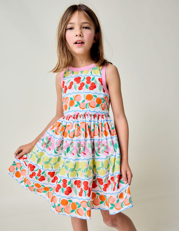 Harlow Back Detail Dress-Rainbow Fruit Stripe