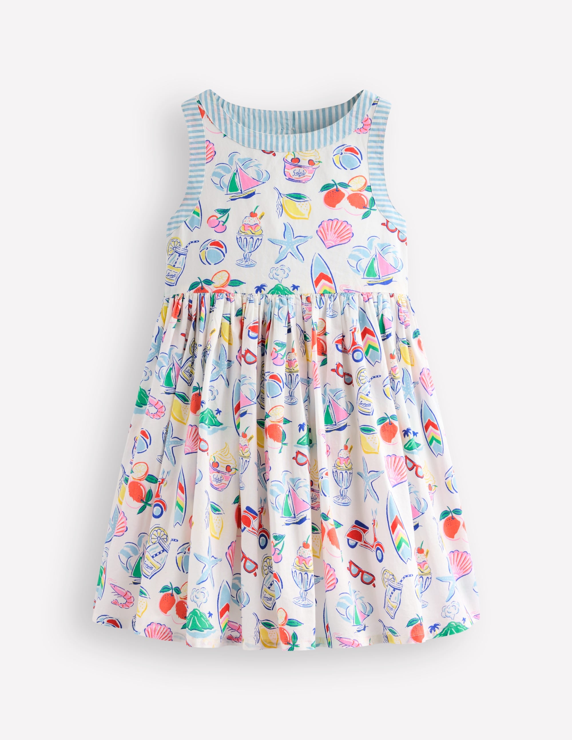 Harlow Back Detail Dress-Ivory Holiday Print - Image 2