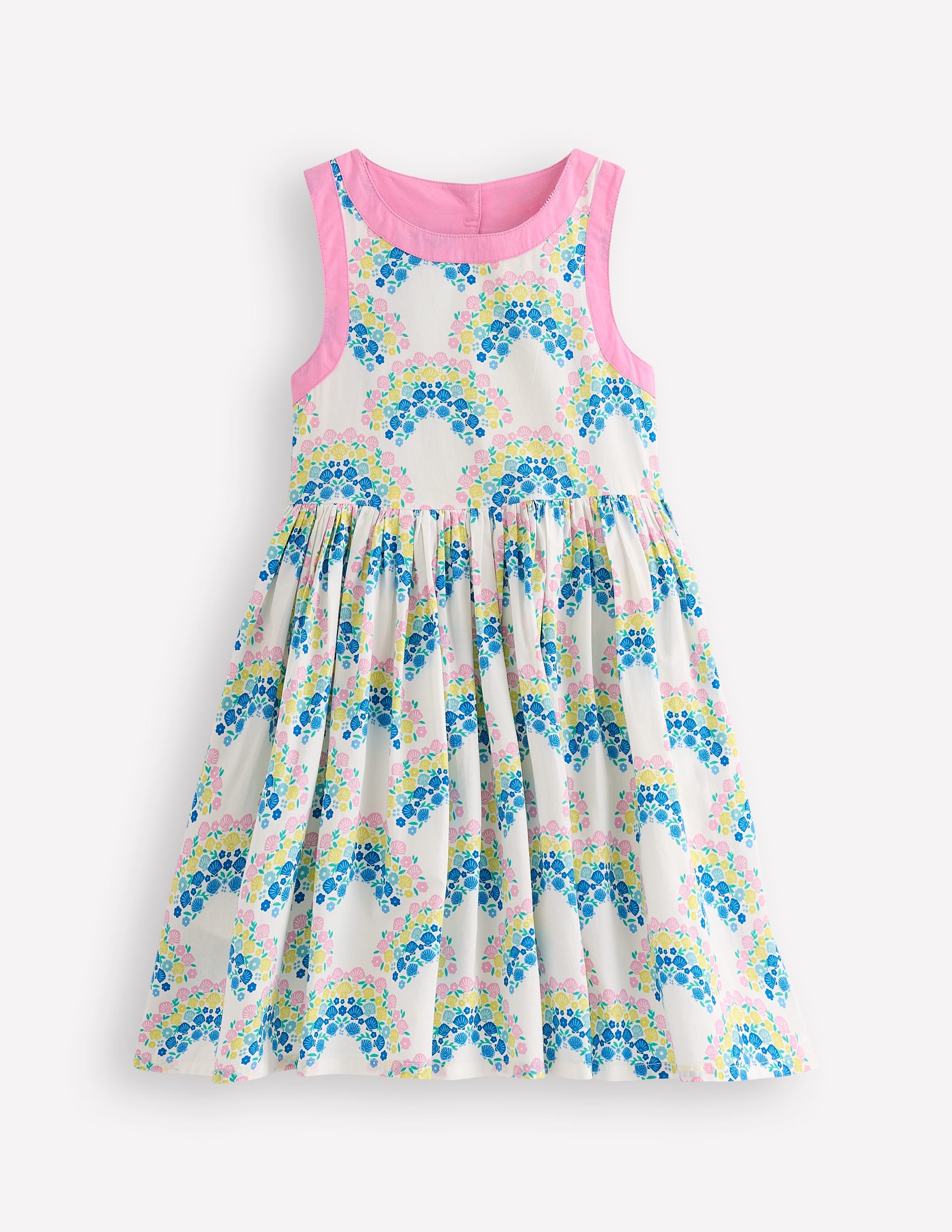 Harlow Back Detail Dress-Soft Ivory Rainbow Shells - Image 1