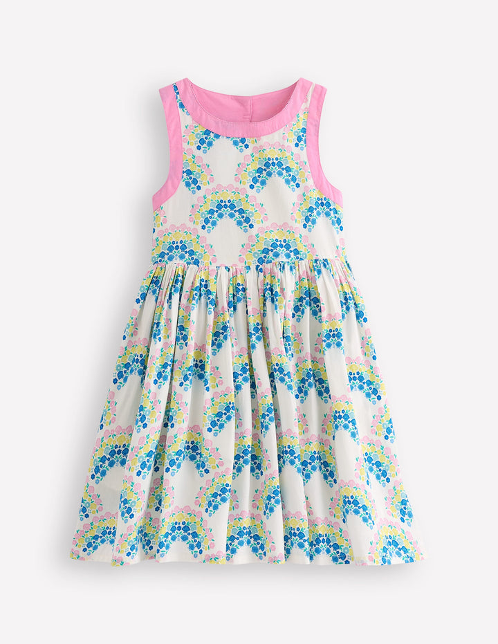 Harlow Back Detail Dress-Soft Ivory Rainbow Shells