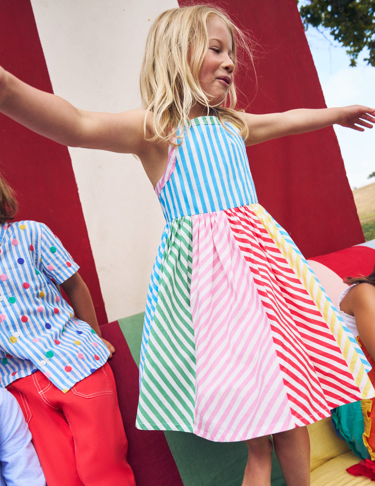Harlow Back Detail Dress-Hotchpotch Multi Stripe - Image 4