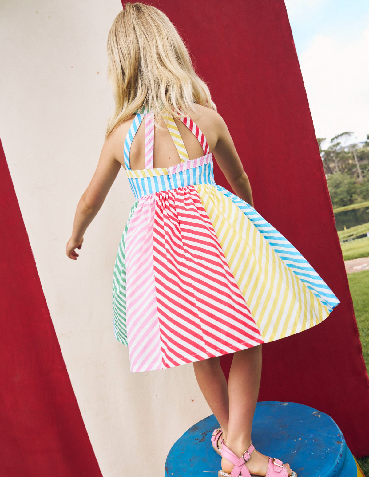 Harlow Back Detail Dress-Hotchpotch Multi Stripe - Image 5