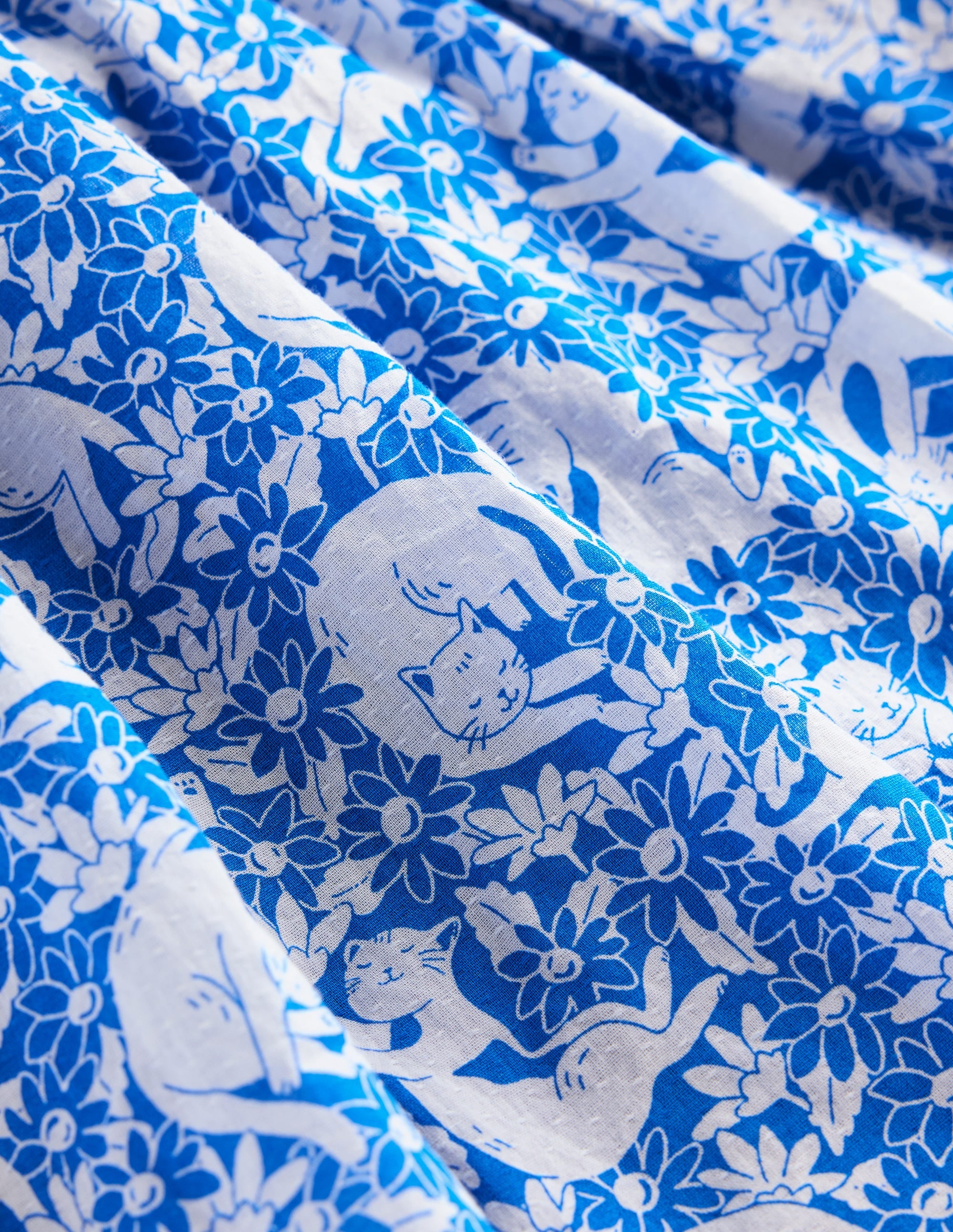 Luna Frill Strap Woven Dress-Kingfisher Blue Kitten Meadow - Image 3